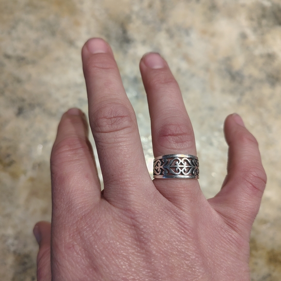 Retired James Avery Sterling Silver Open Adorned Band Ring - Picture 2 of 4